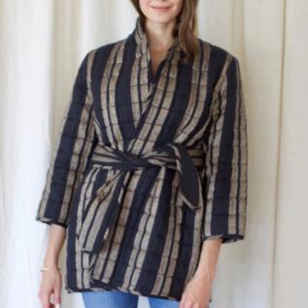 NWT Mirth Caftans 'Bruges' Jacket in silk stripe